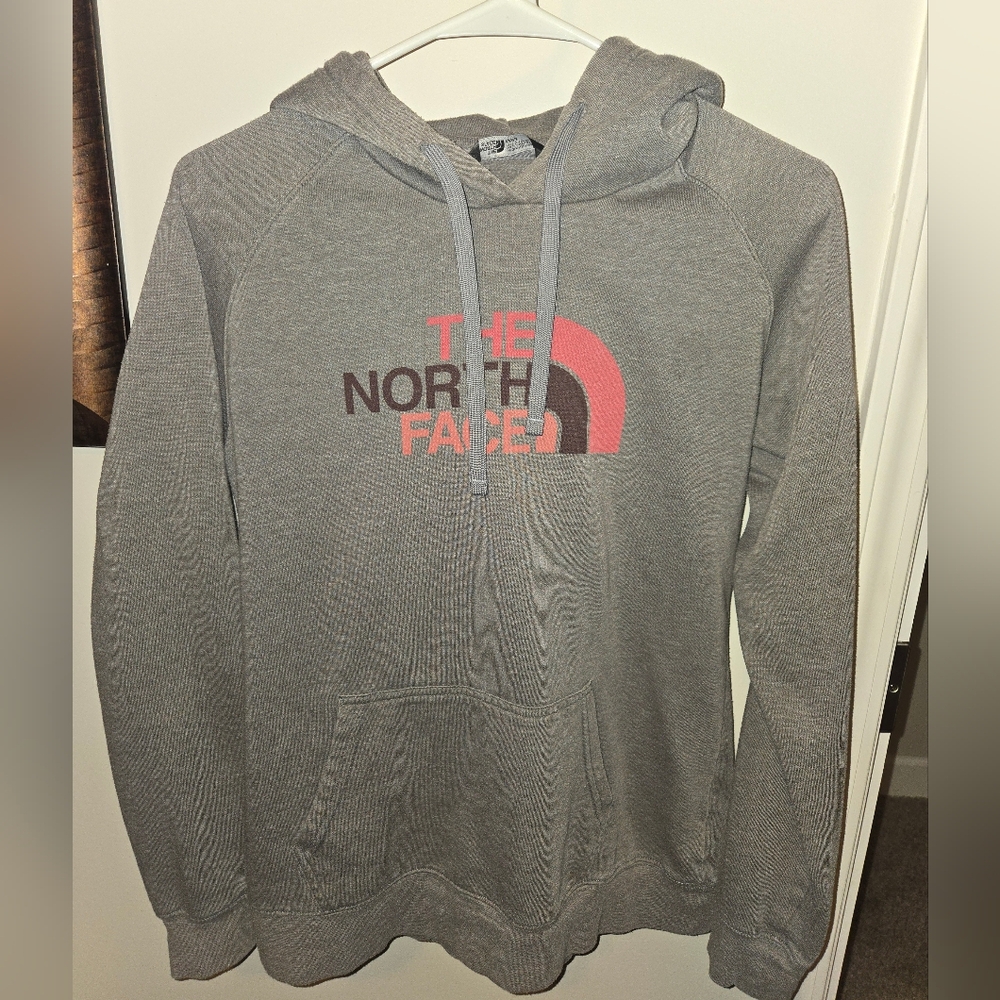 The North Face Gray and Pink Hoodie Women's Medium
